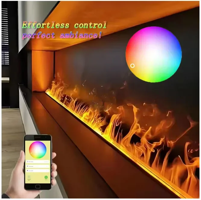 Lareira atomizada com controle remoto, chama colorida, decoração ecológica de tv, sem risco de fogo, lareira elétrica inteligente de vapor de água 3d