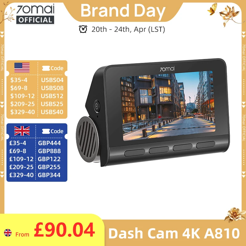 70Mai 4K Dash Cam A…