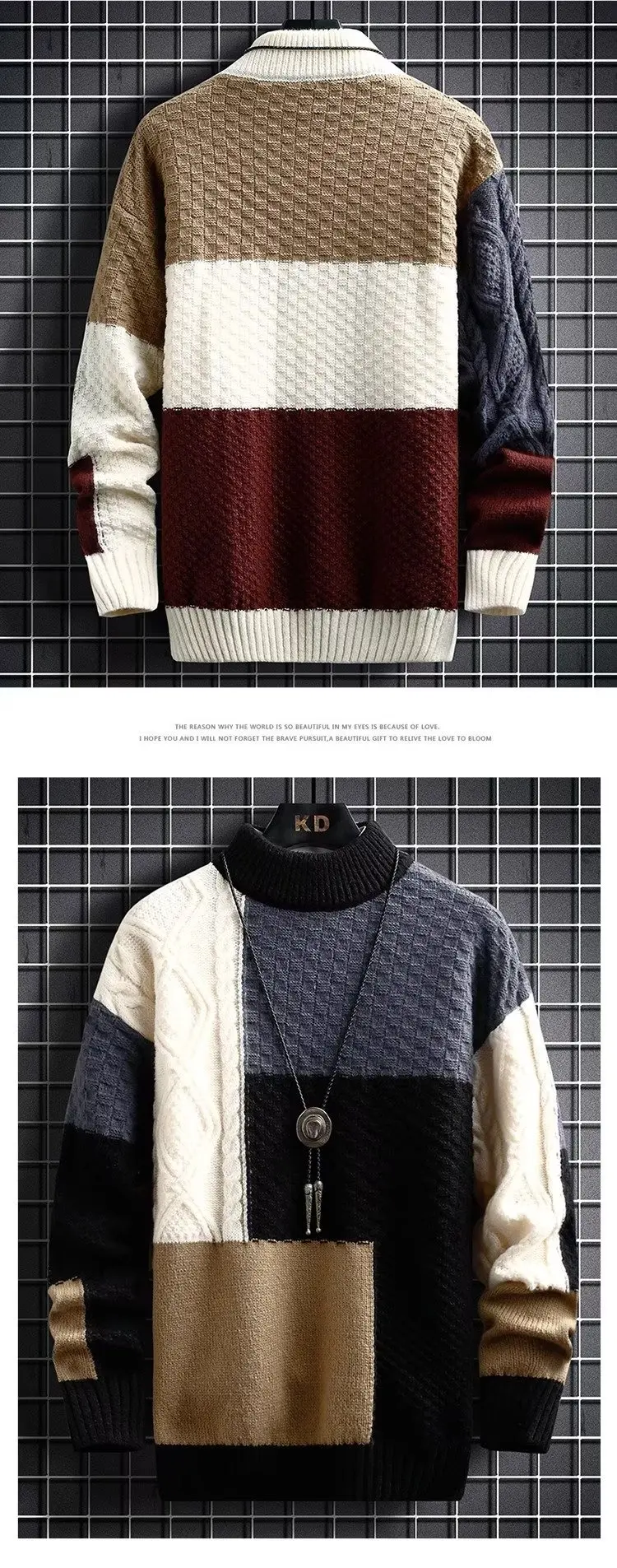 Trendy Spring Sweater Loose Thermal Thick Streetwear Men Winter Sweater  korean fashion Retro Stripe Sweaters Men\'s Loose Pullov