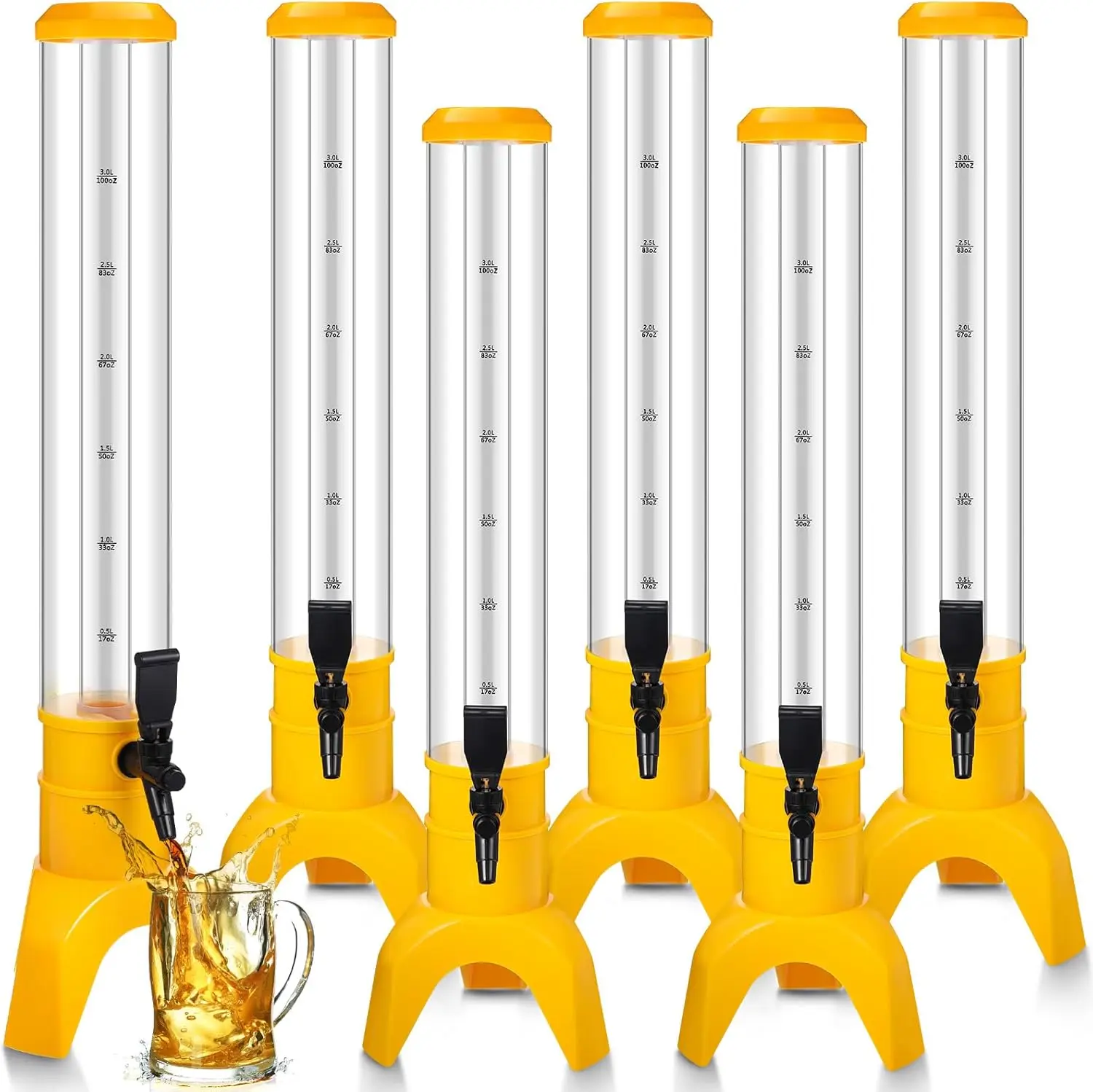 6 Pcs Drink Tower Dispenser Mimosa Tower with Ice Tube and bottomless Mimosa lunch Beer Beverage Drink Dispenser Tower