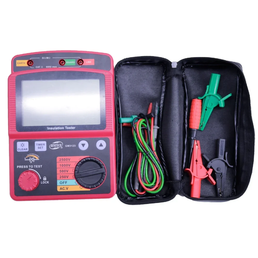 2026 GM3123 Digital Insulation Tester Meter High Voltage Resistance Meter 2500V 0.0~99.9G Otm