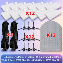 Lubluelu B40 Plus / B40, Lubluelu L15 Max, Lubluelu L15 Ultra, TP-Link Tapo RV30 Max/RV30 Max Plus/RV20 Max/RV20 Max Plus Piezas de aspiradora: Filtro, Rodillo principal, Cepillo lateral, Paño de limpieza, Accesorios
