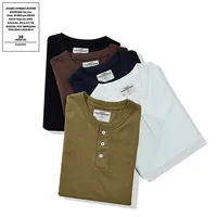 OKONKWO Basic Heavy Duty Short Sleeve T-Shirt Henry Shirt Solid Colors TEE For Men Casual Comfortable Tops