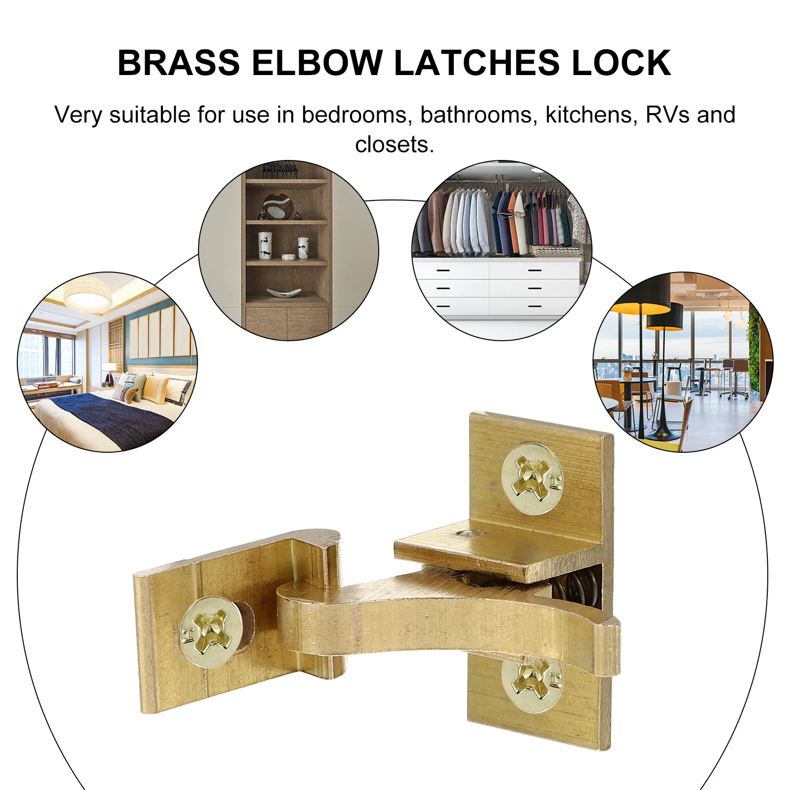 2Pcs Solid Brass Elbow Latches Locks Heavy Duty Cabinet Door Elbow Latches for Windows Doors Commercial Institutional Furniture