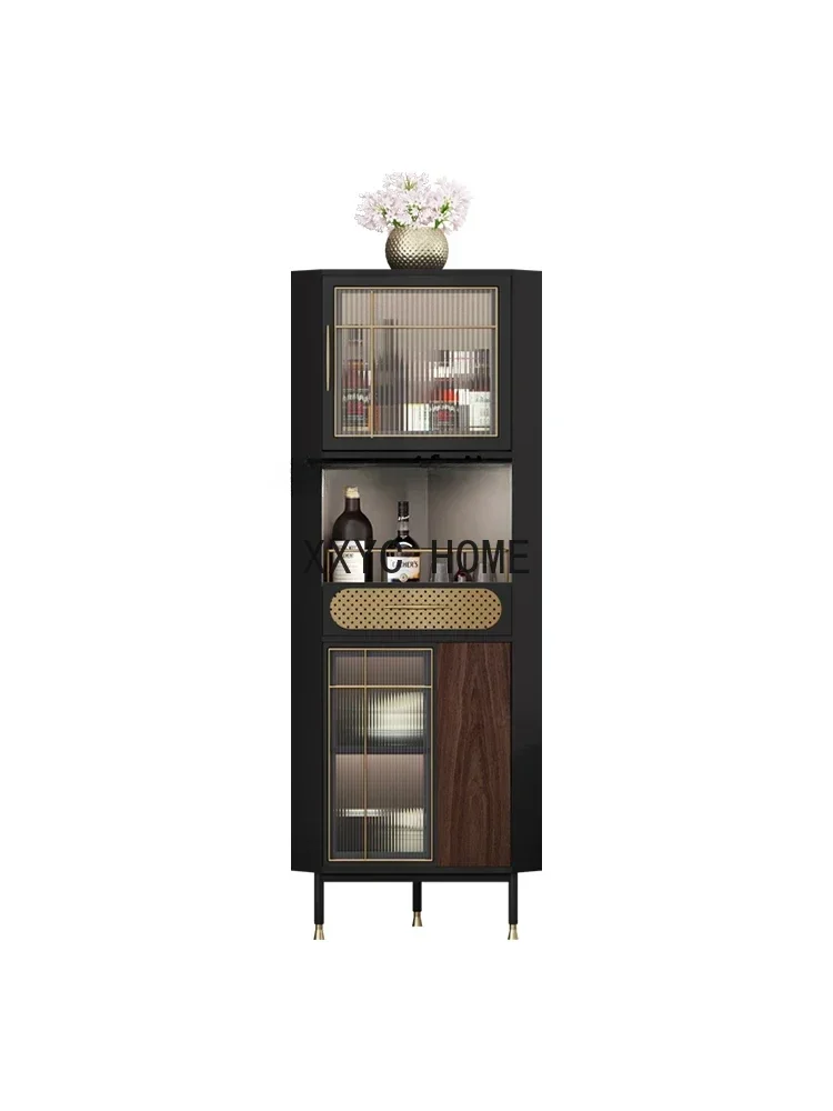 

Light Luxury Wine Living Room Triangle Cabinet Solid Wood Glass Storage Corner Cabinet