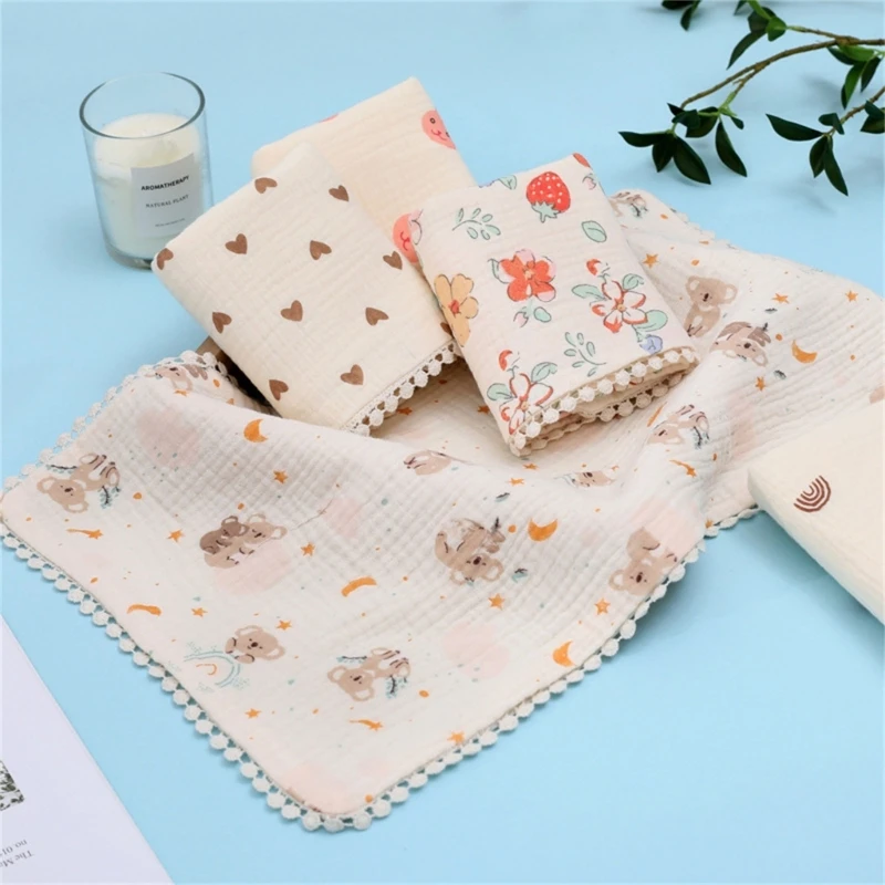 Cotton  Towel Newborn Baby Items Floral Muslin Baby Bibs Handkerchief Soft Saliva Towel Bath Washed Burp Cloths