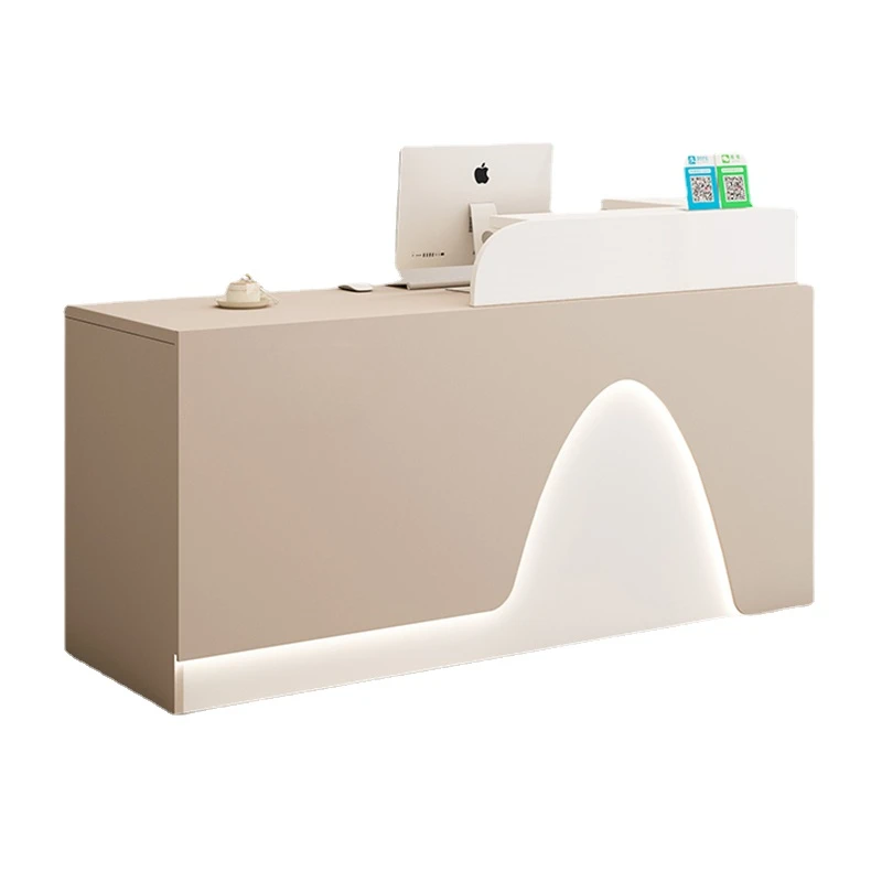 White Corner Reception Desks Classic Illuminated Beauty Salon Reception Desks Office Checkout Mostrador Commercial Furniture