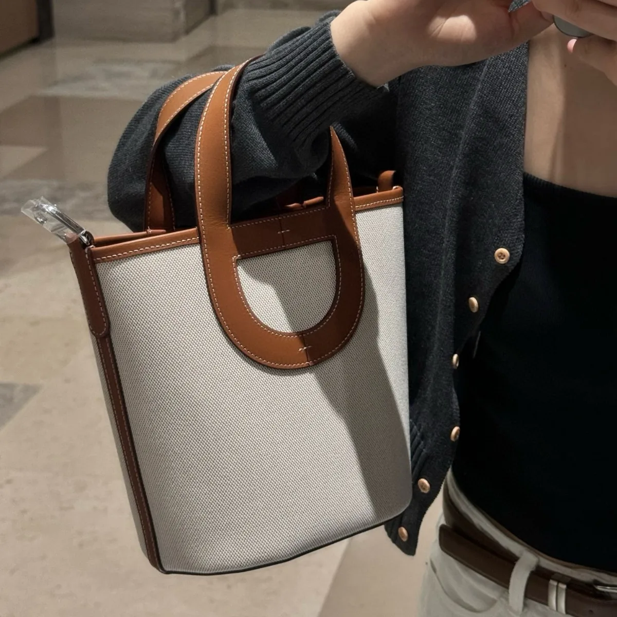 

2025 New Large Capaci Canvas Patchwork Leather Pig Nose Basket Bag Single oulder Slant Cross Handbag Women's Handbag