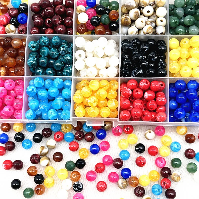 

50-200pcs 8mm Imitation Natural Stone Round Acrylic Beads Spacer Loose Beads for Jewelry Making Diy Bracelets Accessories