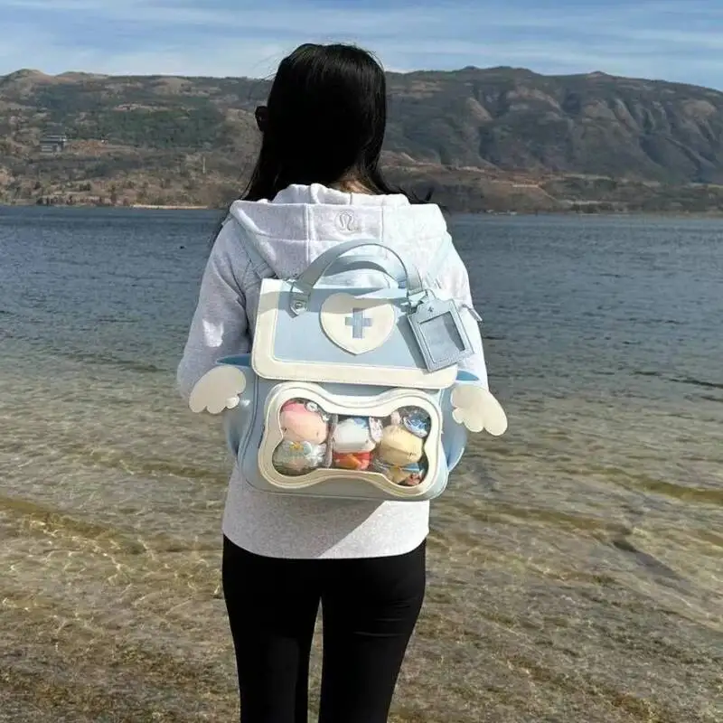 Japanese Transparent Schoolbags Women Fashion Streetwear Y2k Aesthetic Backpacks New Kawaii Chic All Match Ita Bags Femme