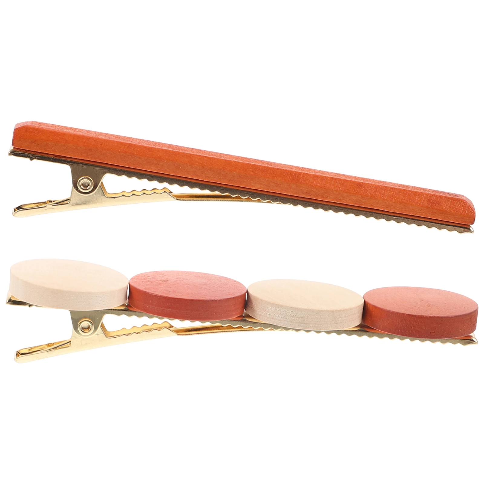 

2pcs Wooden Hair Clips Duckbilled Clips For Women Girls Colored Hairpins Cute Bangs Holders Sleep Makeup Styling Tools Retro