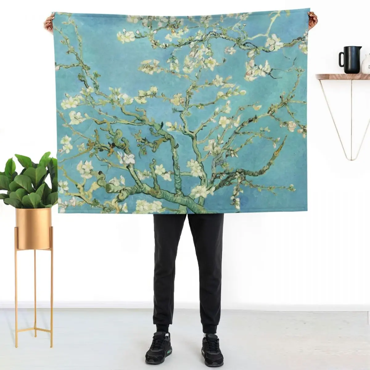 Almond Blossoms by van Gogh Throw Blanket Decorative Soft Throw Blanket for Couch Sofa
