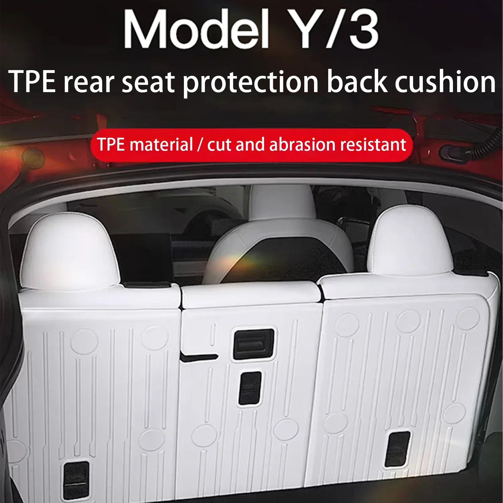 For Tesla Model Y Model 3 White Pink Rear Trunk Seats Back Anti-scratch Protective Mat Cover Enhanced Stickiness No Drilling Pad