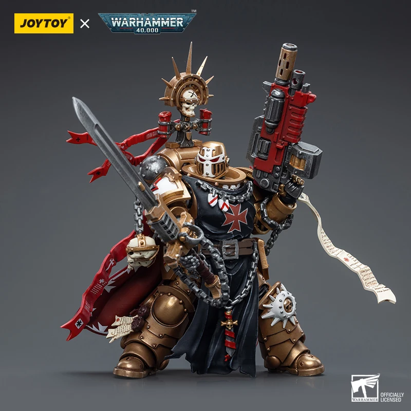 JOYTOY Warhammer40K hitam Templars tinggi Marshal Helbrecht 3.75 inci permainan prajurit figur aksi Model mainan koleksi ornamen