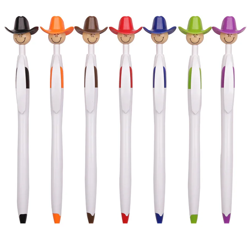 50Pcs Plastic cowboy hat ballpoint pen toy pen advertising pens