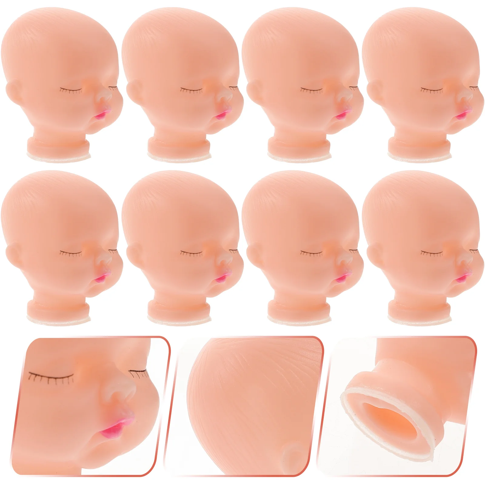 10 Pcs Vinyl Head Toy Heads Dolls Toys Mini Plushies Baby Girl Accessories House Material