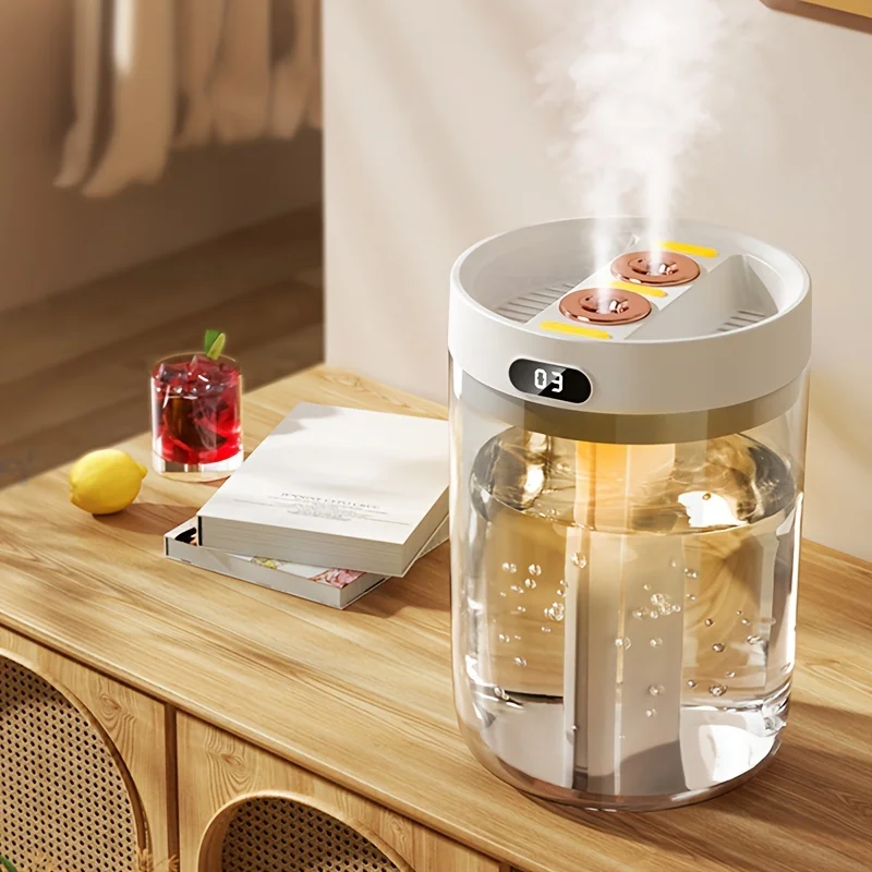 1pc, 50.72oz New Upgraded Dual Nozzles, Air Humidifier Large Capacity, H2O Humidifier For Bedroom,  Air Humidifier For  Large Ro