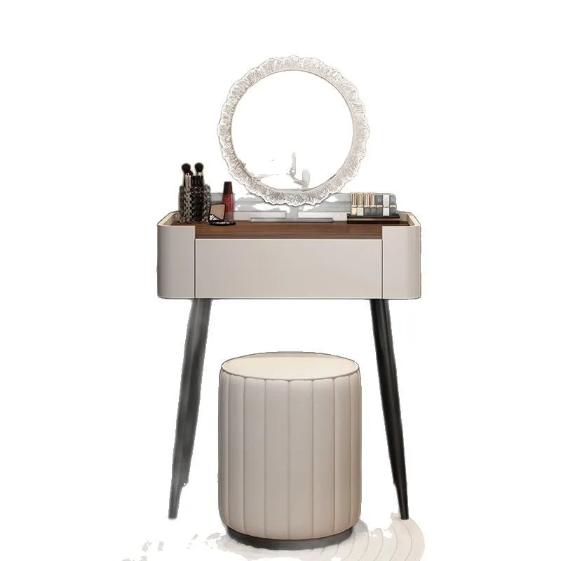 

bedside dresser, bedroom modern simple small apartment 40 solid wood makeup table, light luxury cream air cabinet