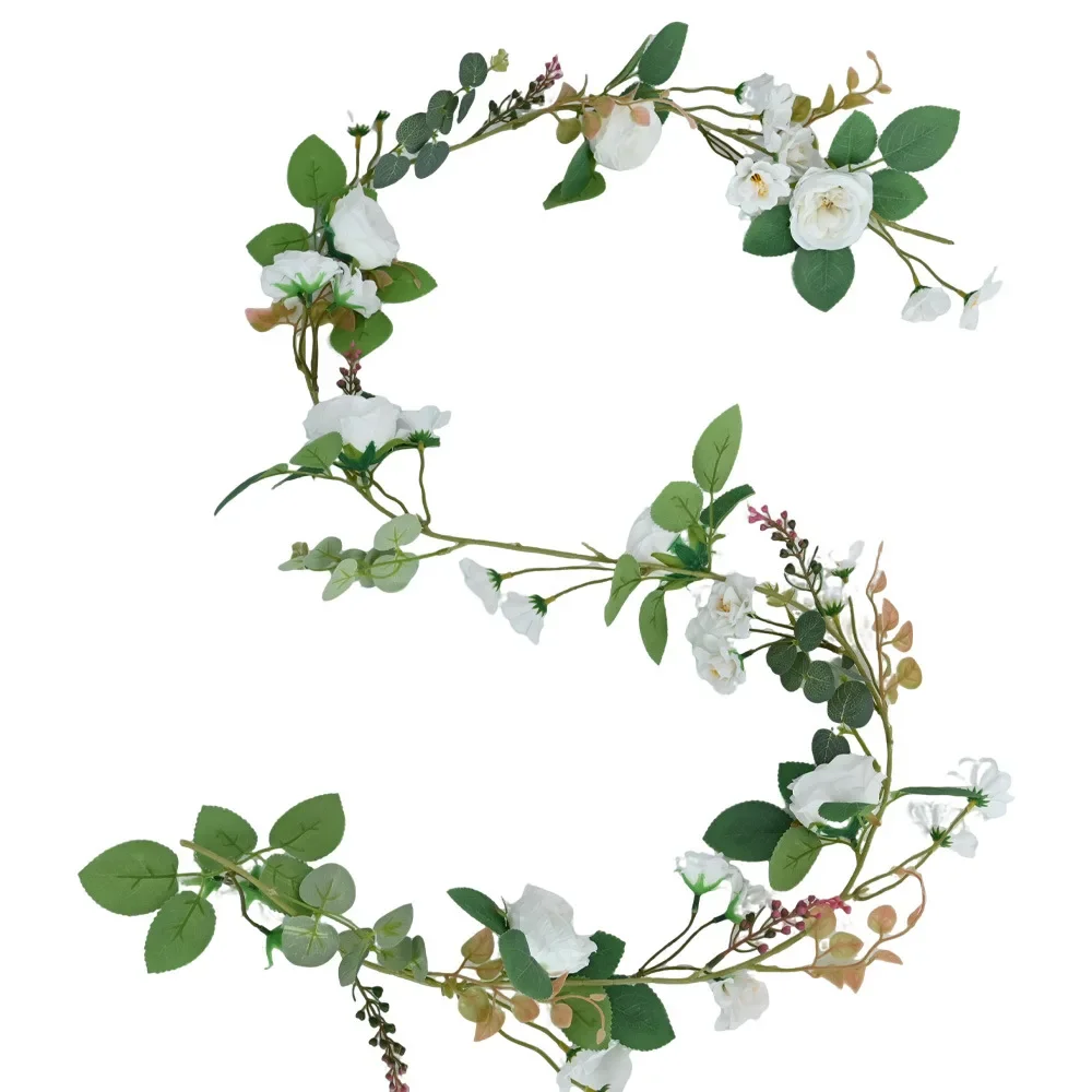 

2 шт. 186 см имитация чайной розы лотос лоза искусственные цветы зеленое растение украшение для балкона искусственные маленькие ромашки лозы шелковый цветок