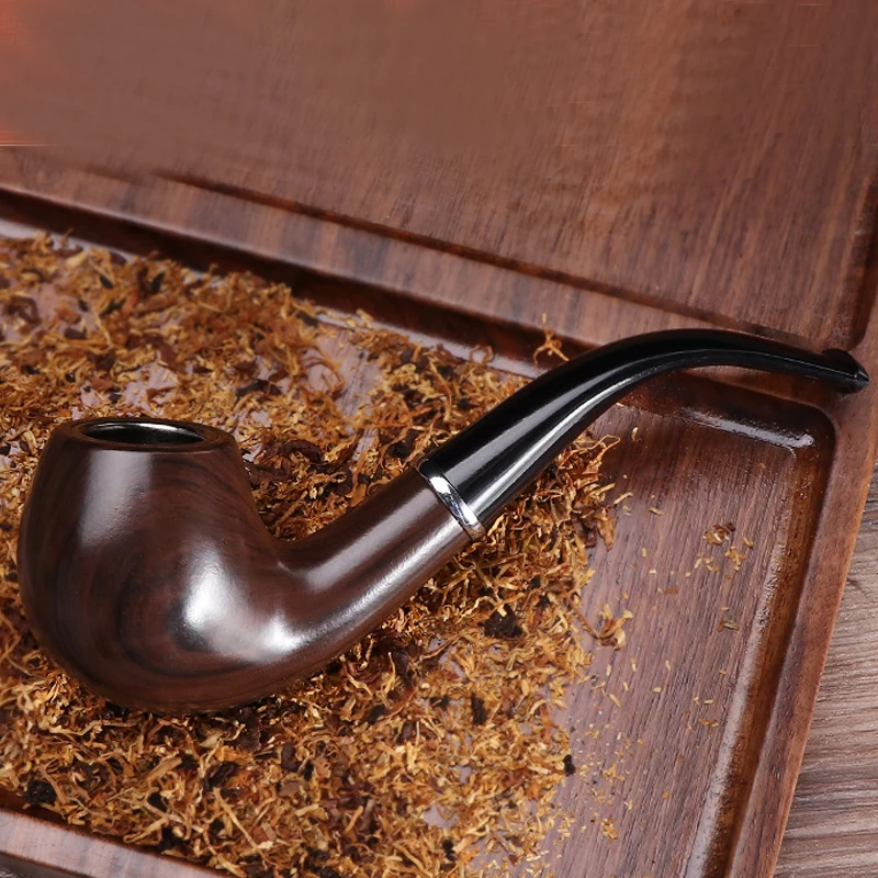 Vintage Curved Wood Smoking Pipe Circulation Tobacco Pipe Classic Handmade With Complete Cleaning Accessories Kit For Men