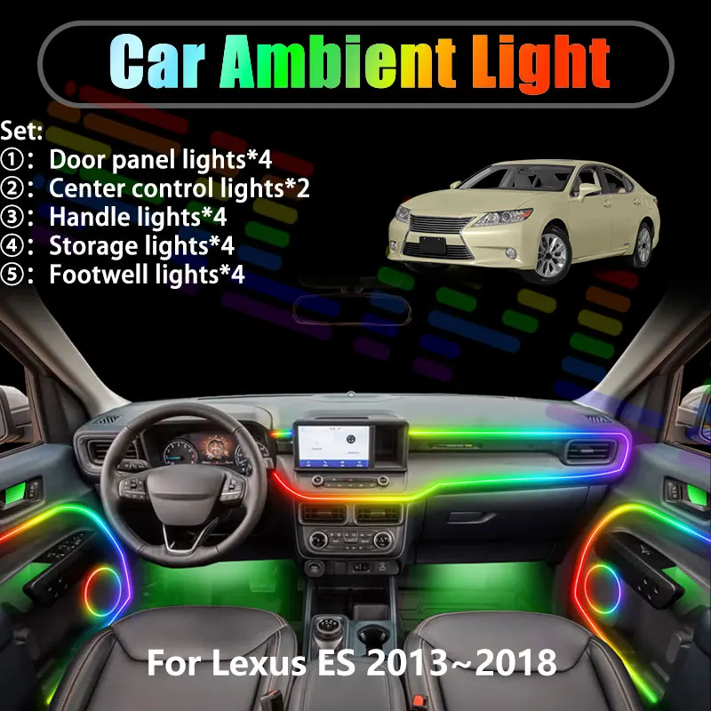 

Светодиодная подсветка салона и багажника для Lexus ES 2013-2018 (MK6 2014-2015, XV60), USB RGB, комплект (2/18 в 1)