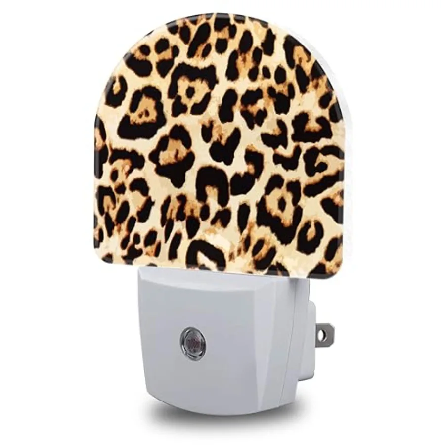 Cheetah Night Lights Plug into Wall Night Light Dusk to Dawn Smart Sensor Decorative Round Led Lamp for Bedroom Kitchen Hallway