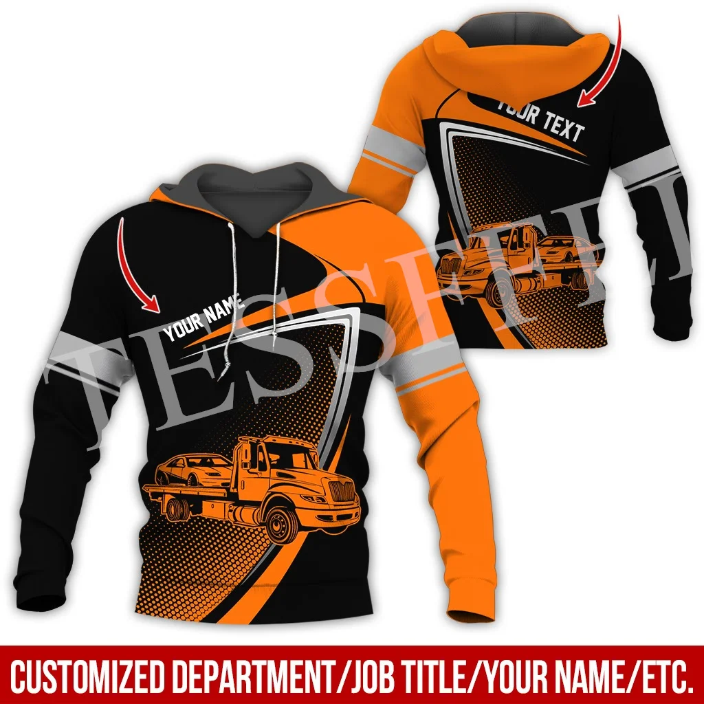 Custom Name Cosplay Tow Truck Driver Trucker Worker Retro Tracksuit 3DPrint Harajuku Casual Pullover Jacket Vintage Hoodies X18