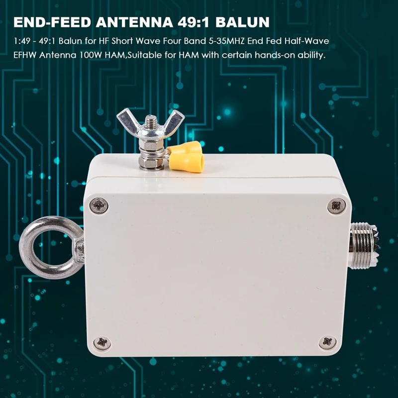 1:49 - 49:1 Balun para HF onda curta quatro bandas 5-35MHZ final alimentado antena EFHW de meia onda 100W HAM