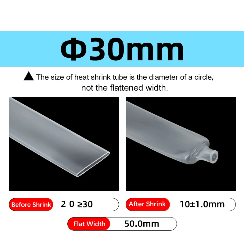 2 - 10M Transparenter 3:1 Schrumpfschlauch mit Klebstoff 1,6 ~ 39mm Doppelwandiger Klebstoffbeschichteter Polyolefin-Schrumpfschlauch Kabelschutzhülle