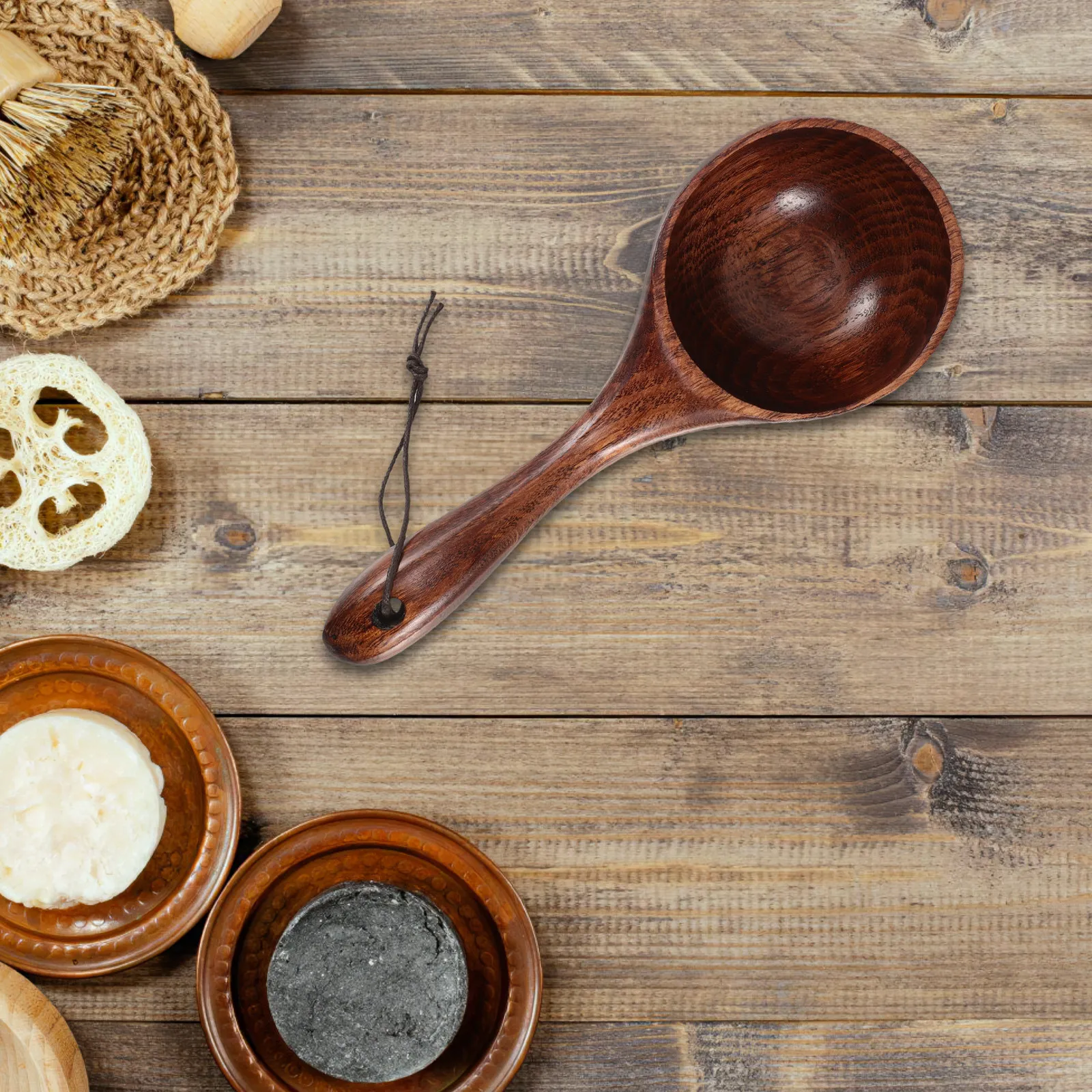 

Handled Wooden Water Scoop Bathing Ladle Household Water Pouring Spoon for Bathroom Sauna Shower Wood Spoon Wood Scooper