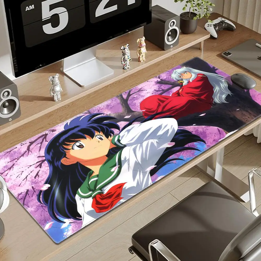 Xxl Mouse Pad Anime Inuyasha Big Mousepad Office Computer Accessories Deskmat Large Household Non-slip Mausepad Gamer Mat 90x40