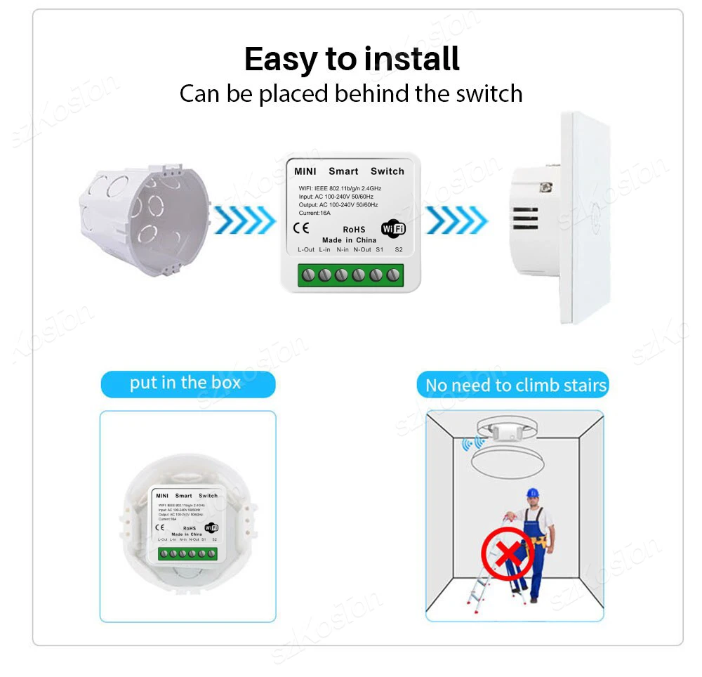 تطبيق EWeLink-مفتاح إضاءة منزلي ذكي ، تحكم في اتجاهين ، توقيت ، تحكم صوتي ، سهل الاستخدام ، واي فاي ، أليس ، اليكزا ، جوجل ، 16A