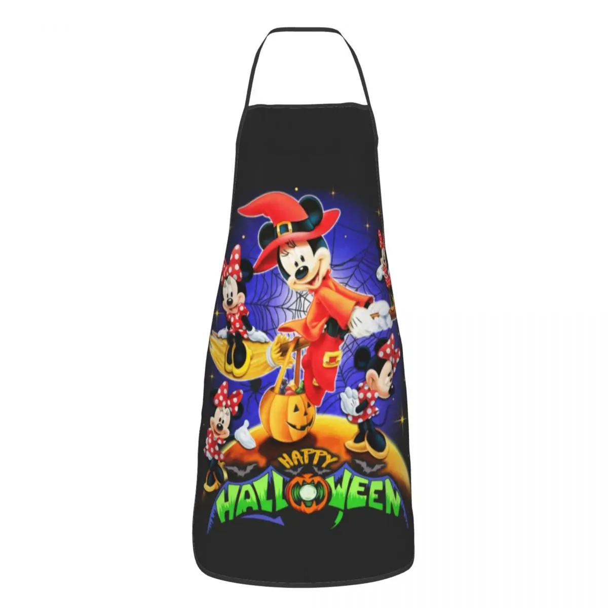 Custom Mickey Mouse Minnie Mouse Bib Apron Adult Women Men Chef Tablier Cuisine for Cooking Kitchen Halloween Pumpkin Gardening