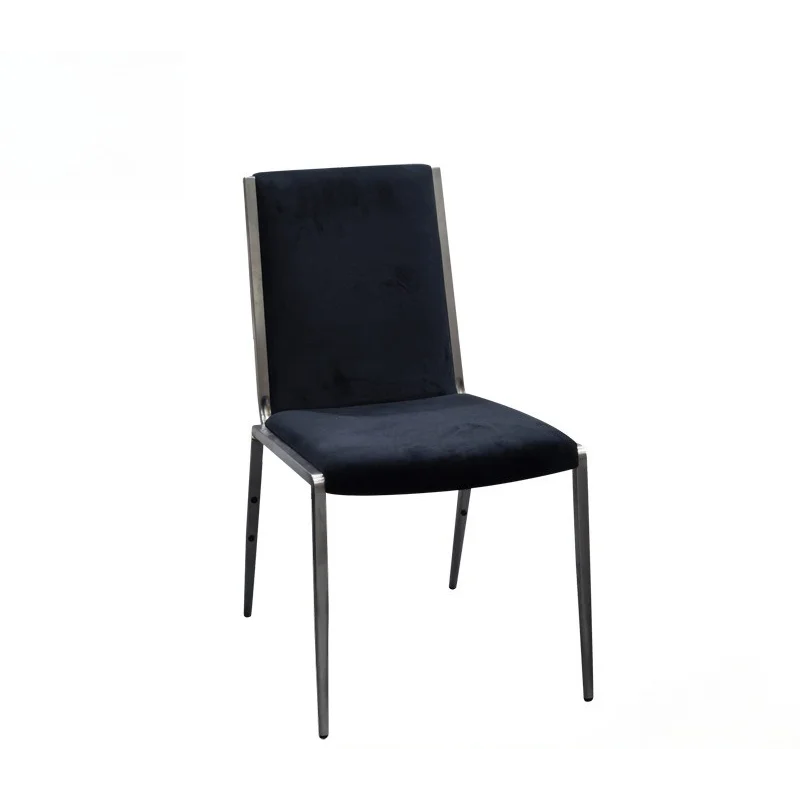 

Hotel banquet stainless steel electroplated dining chair wedding restaurant club soft bag flannel stackable chair