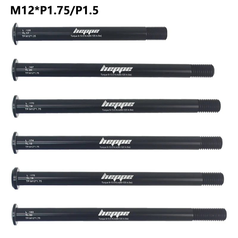 Eixo Thru de bicicleta para liberação rápida, Road Bike Hubs, eixo do tubo, espetos, dianteiro e traseiro, 122mm, 167mm, 170mm, 174mm, 185mm, M12