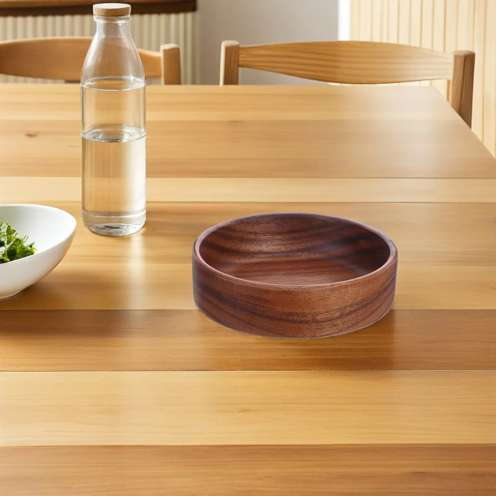 Wooden Salad Bowl Round Wood Serving Bowl for Fruits Snacks Appetizers Popcorn Party Dining Table Decor Kitchen Bowls