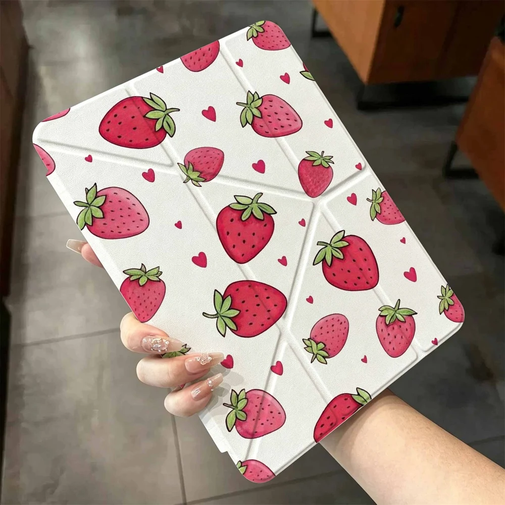 Strawberry Red Heart For iPad mini Air Pro 13 12.9 11 10.9 10.5 10.2 9.7 8.3 7.9 inch 5 6 7 8 th Pen slot Tablet Case