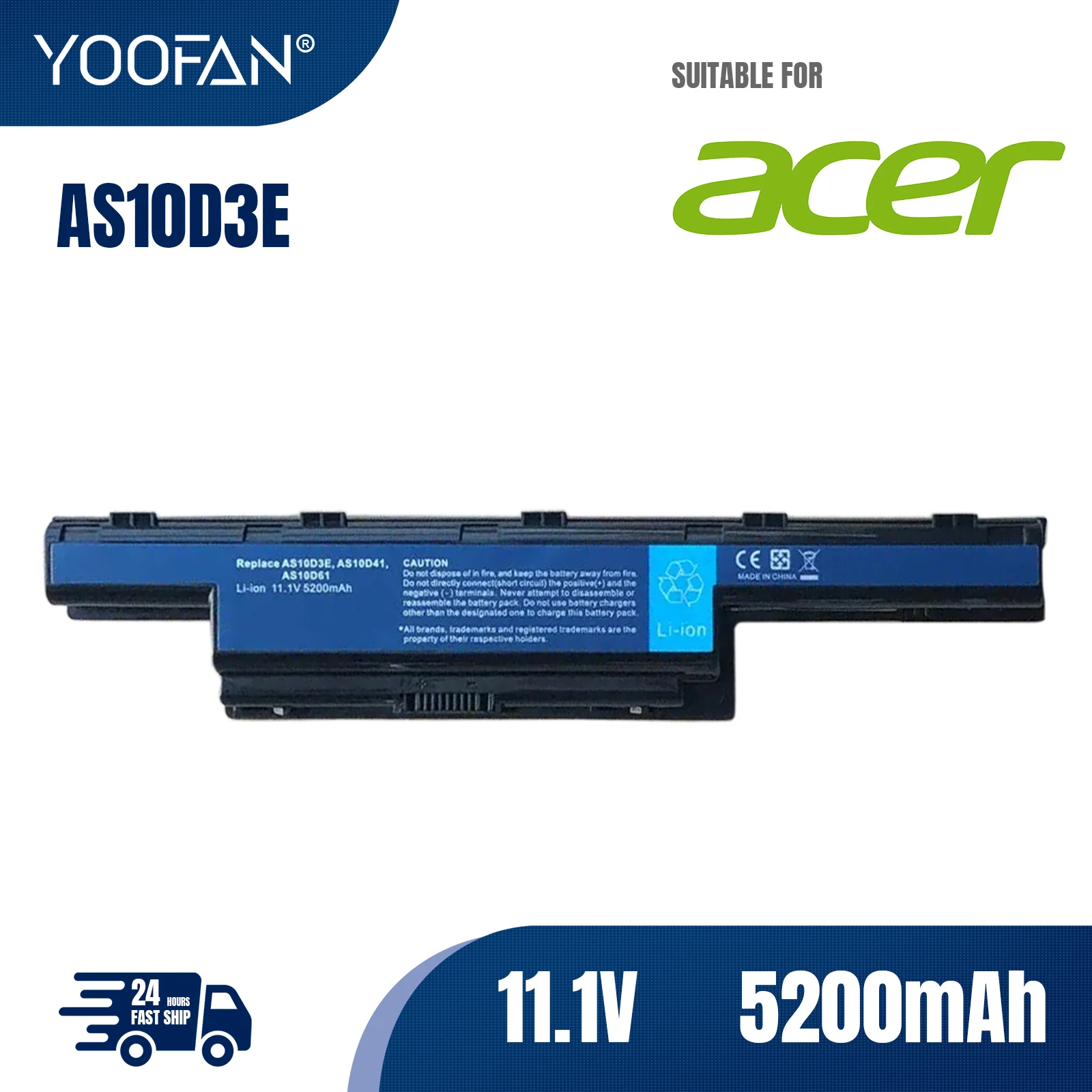 

YOOFAN 9 Cells 6600mAh laptop battery For Acer AS10D31 AS10D3E AS10D41 AS10D51 AS10D61 AS10D71 AS10G3E AS10D73 AS10D75