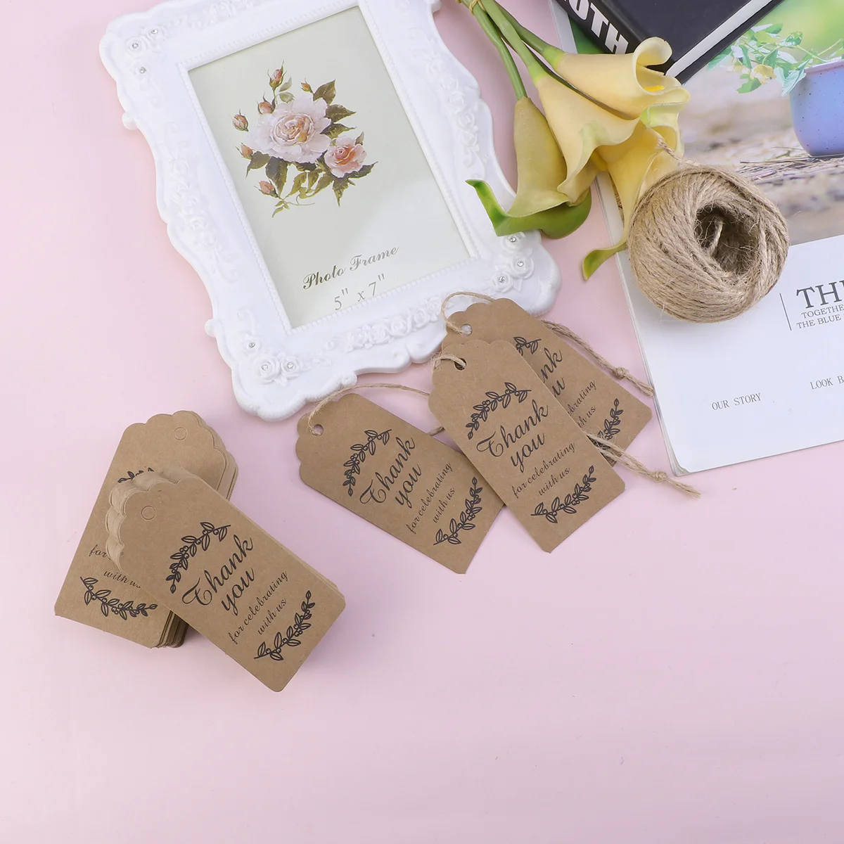 100pcs Gift Hangtag Kraft Paper Decor Hangtag for Wedding Gift Invitation Letter (Send Rope) Hangtag Gift