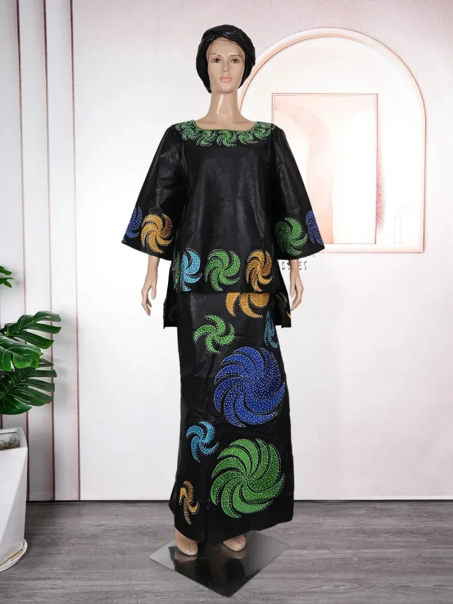 حجم كبير الملابس الأفريقية للنساء 2024 جديد Dashiki أنقرة ثوب مسائي بازان حفل زفاف فساتين طويلة مع الحجاب