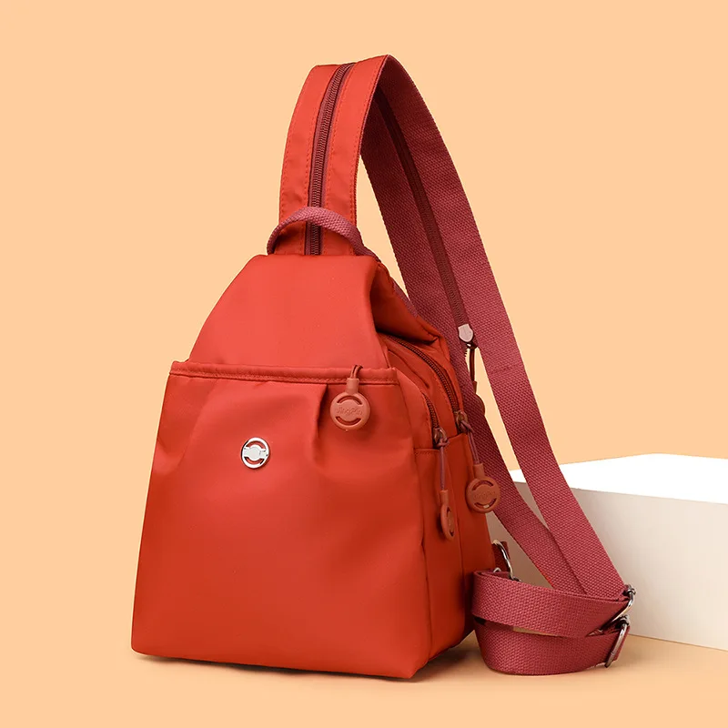 Waterproof nylon women's shoulder bag simple light solid color crossbody bag multi-purpose commuting backpack
