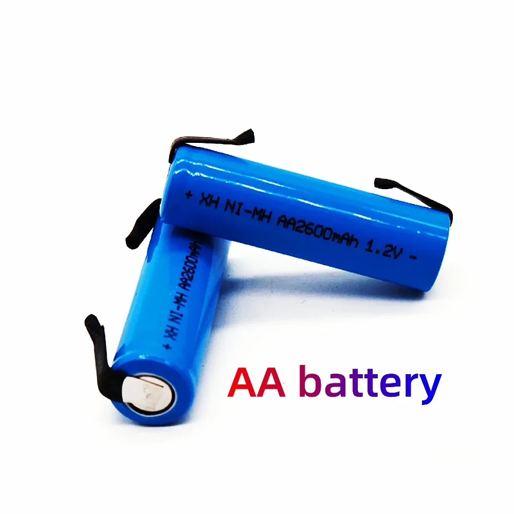 100% neue original 1,2 v AA Akku 1,2 v 2600mah AA NiMH Batterie mit Solder Pins DIY Elektrische rasierer zahnbürste Spielzeug