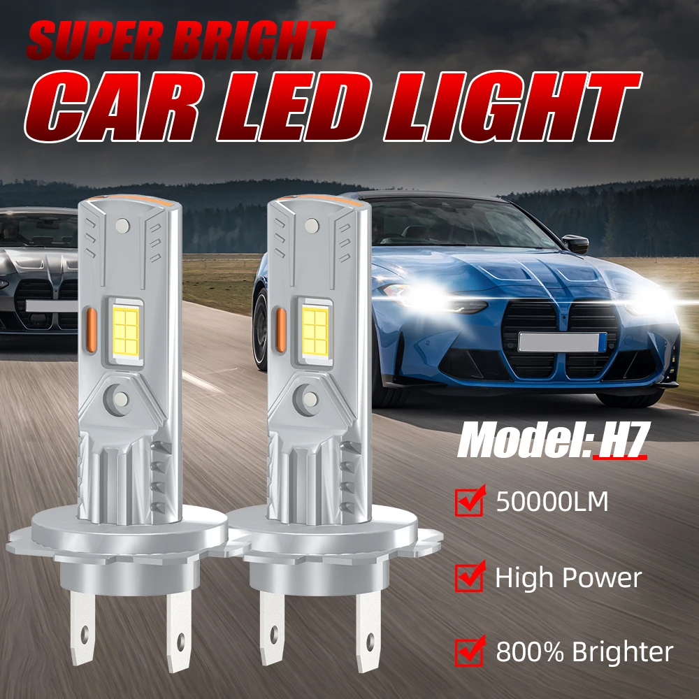 High Power H7 LED Bulb Turbo Headlight 6000K 50000LM 12V Powerful Best H7 LED Diode Approved Car Mini Lamp Single Copper Tube