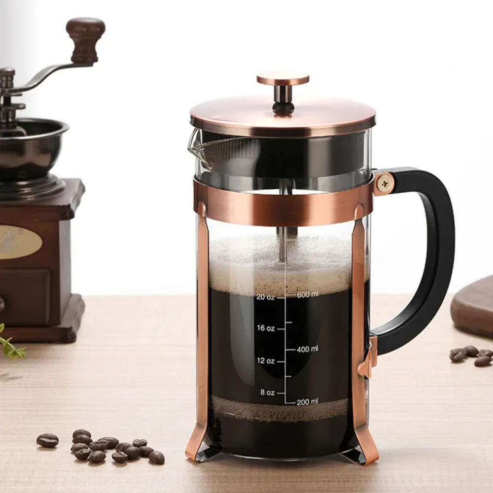 

High Borosilicate Glass French Press Coffee Pot, Household Double Layer Filter Screen Hand Brewed Maker