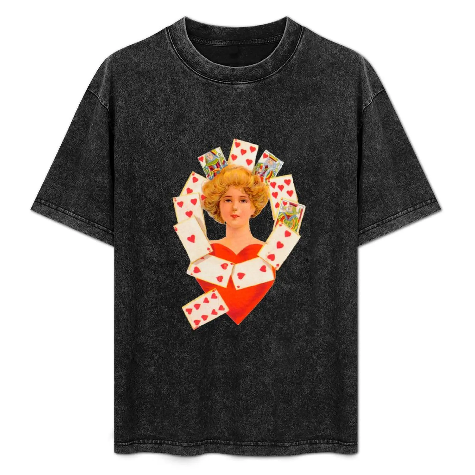 

Vintage Queen of hearts T-Shirt Basic Simple Casual Short Sleeve Tee