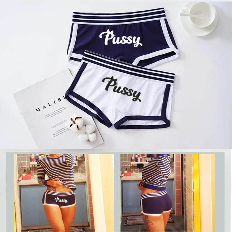 Sexy Letters Print Underwear for Women Girls Boxer Pants Boyshort Cute Panties for Ladies Cotton Underwear Comfortable Short