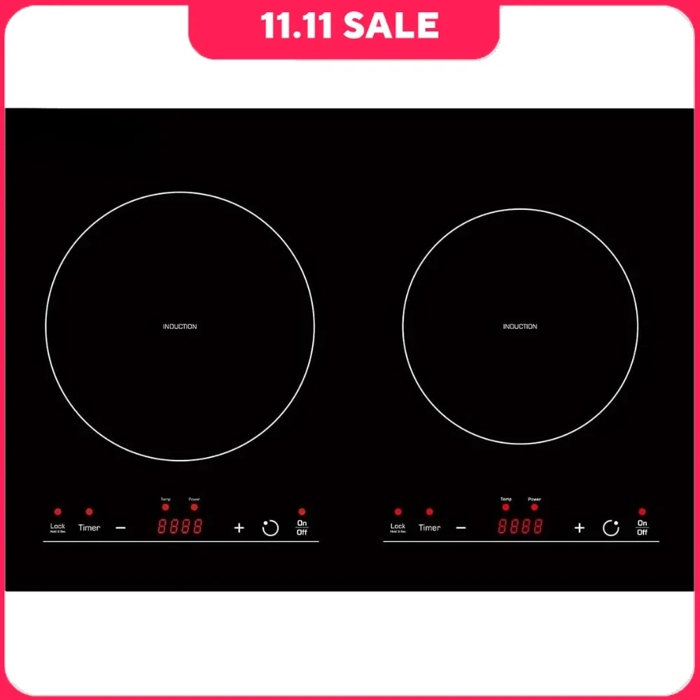 Electric Induction Cooker with 2 Burners, 12 Inch 120V Induction Cooker