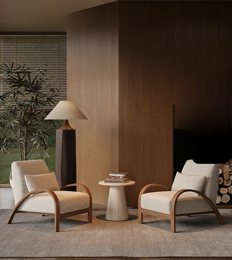 Wabi Sabi Wind كرسي أريكة فردي مصمم لغرفة المعيشة وشرفة B & B منطقة استراحة الفندق والاستقبال وطاولة واحدة وكرسيين