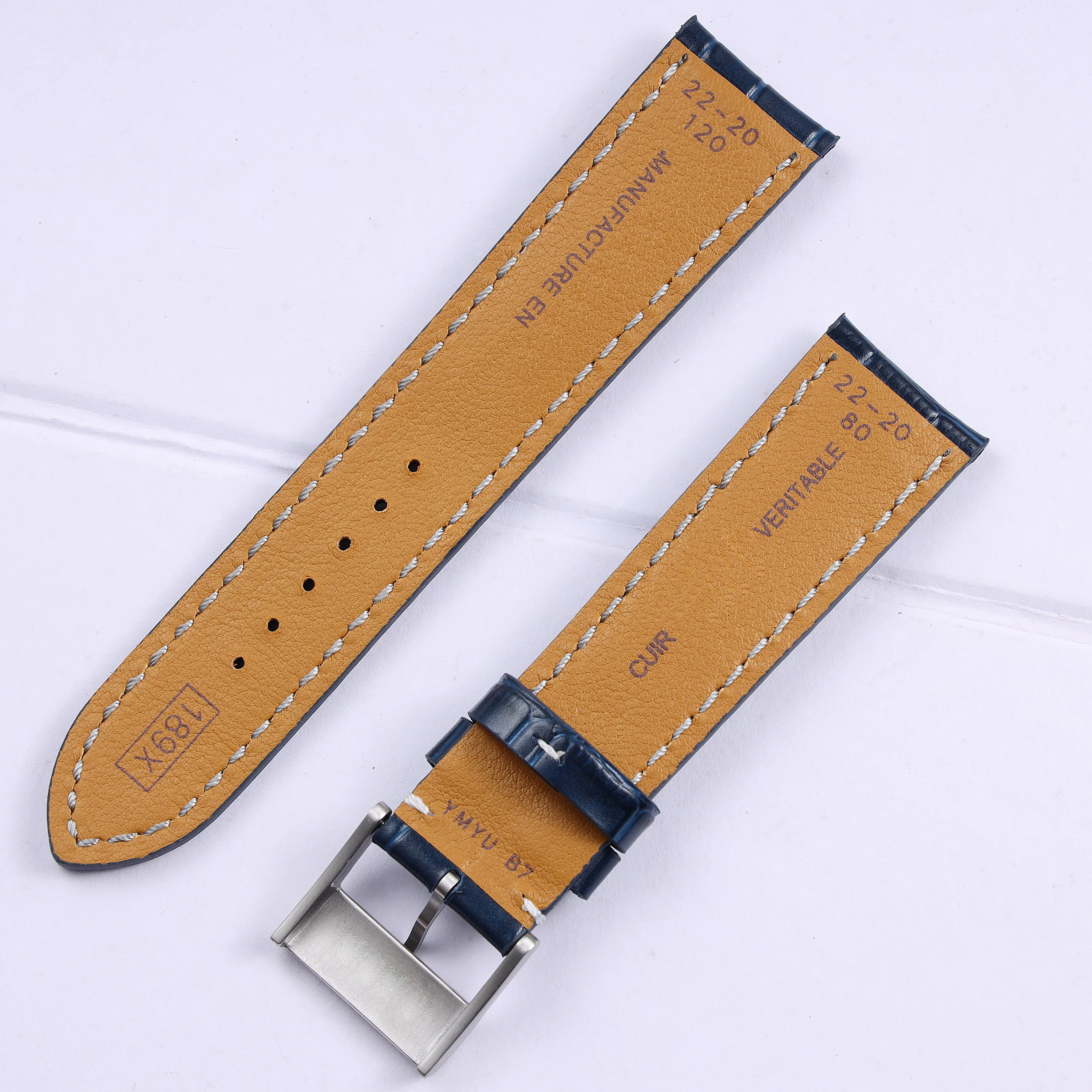 20mm 22mm 24mm black blue brown polished genuine leather watchband for Breitling men women pin buckle wrist watch strap