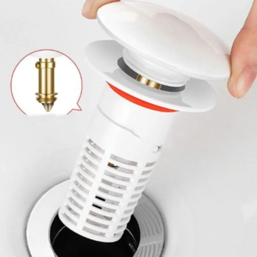 

Rust-Proof Pop-up Drain Filter Bounce Core Brass Core Sink Strainer Press Type Anti-Clogging Bathtub Stopper Bathroom Tool